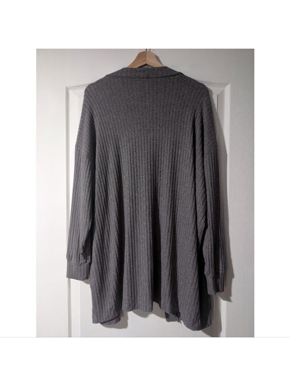 Everyday Sunday | Ribbed Knit Long Cardigan In Grey - Picture 5 of 11